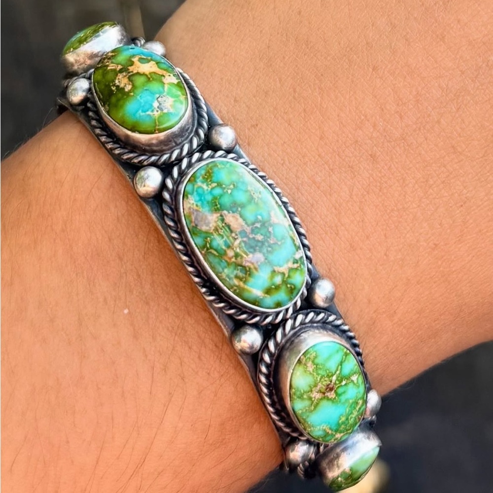 Roland Dixon Native American Sonoran Gold Turquoise Cuff